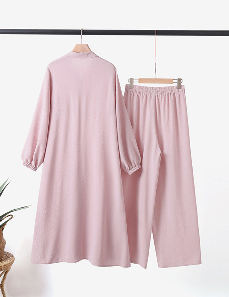 Women’s 2-Piece Set Button Down Shirt Tunic & Wide Leg Pants