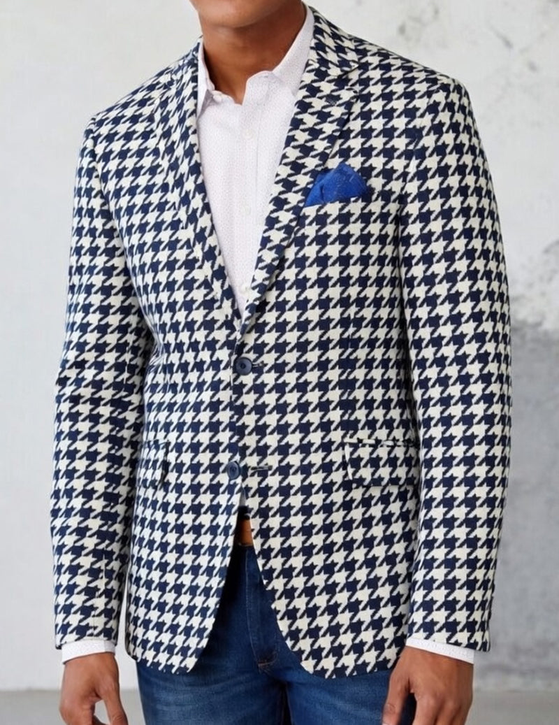 Men's Houndstooth Blazer â€?Two Button Casual Business Jacket