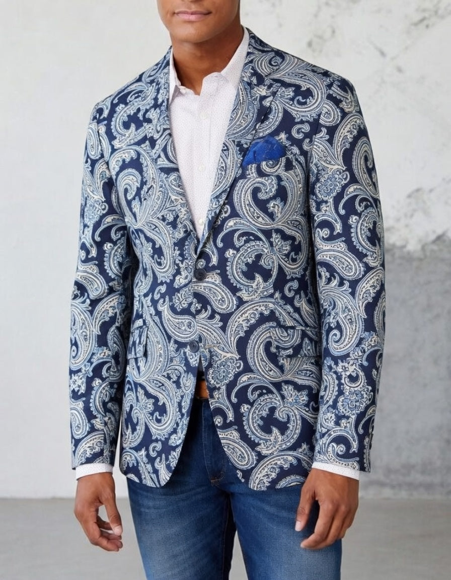 Men's Paisley Blazer â€?Two Button Sport Coat Casual Business Jacket