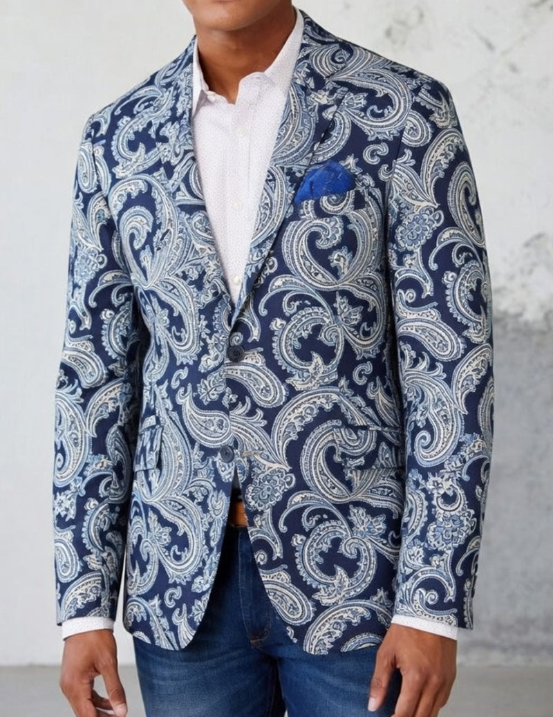 Men's Paisley Blazer â€?Two Button Sport Coat Casual Business Jacket