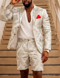 Men's Checkered Formal Blazer and Shorts Two Piece Suit Set