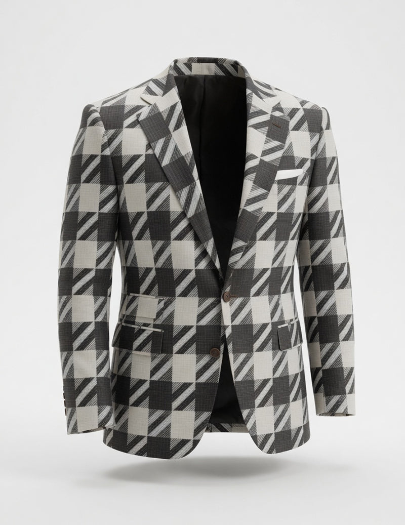 Men's Slim Fit Plaid Checkered Blazer â€?Patterned Business Casual Jacket