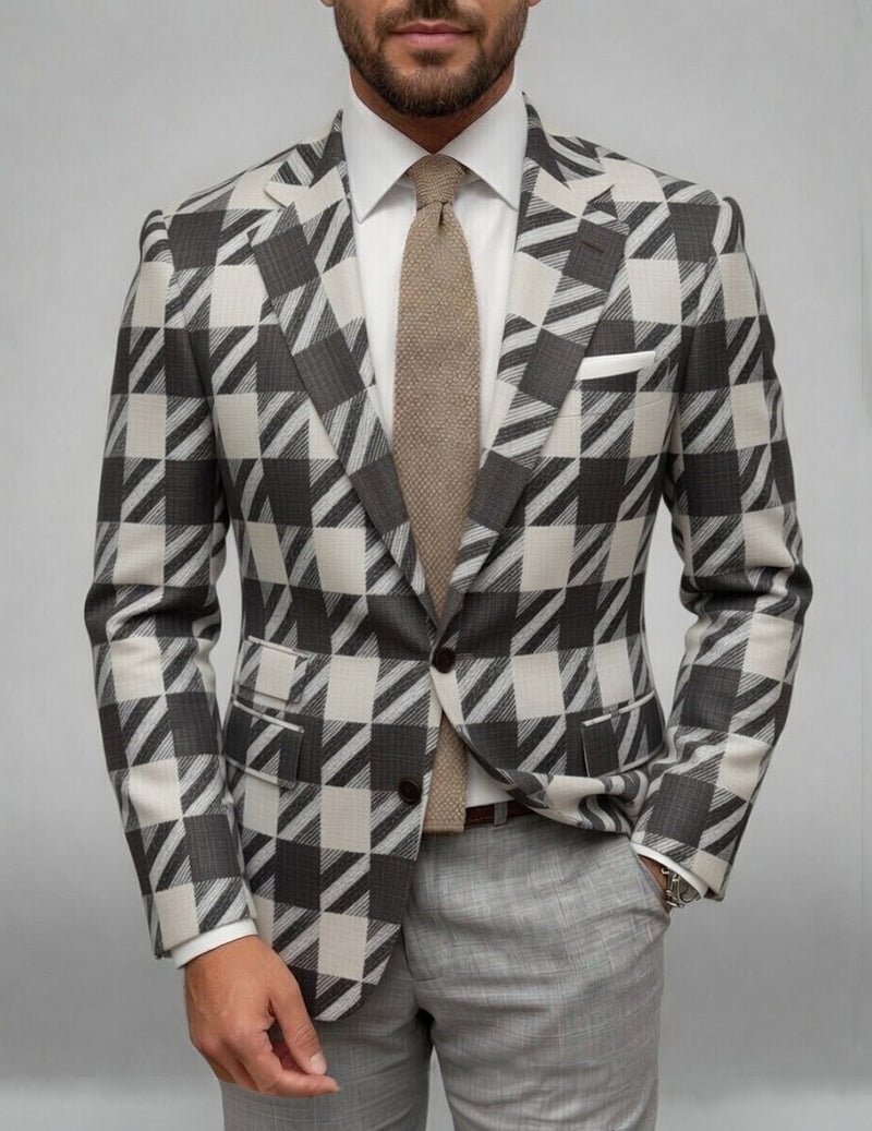 Men's Slim Fit Plaid Checkered Blazer â€?Patterned Business Casual Jacket