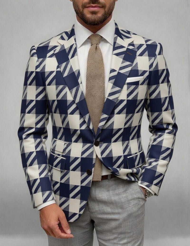 Men's Slim Fit Plaid Checkered Blazer â€?Patterned Business Casual Jacket