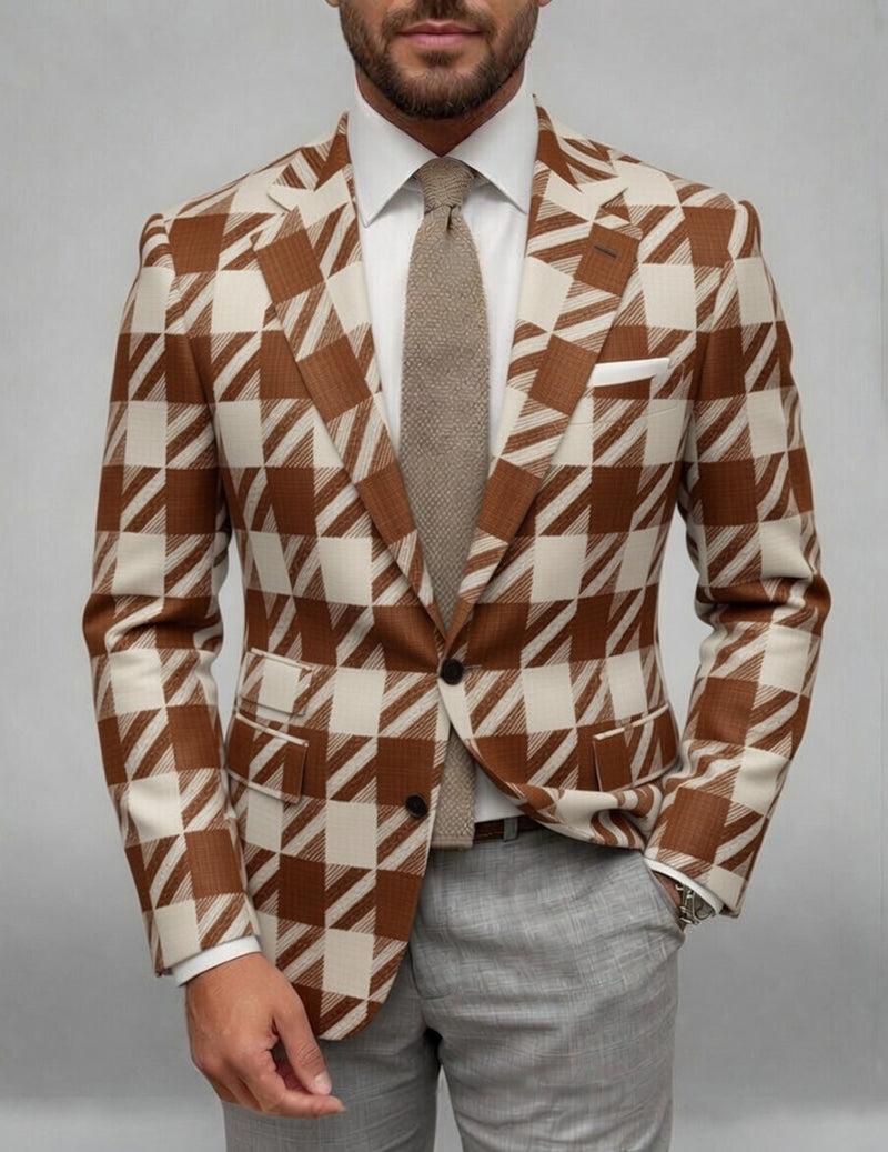 Men's Slim Fit Plaid Checkered Blazer â€?Patterned Business Casual Jacket