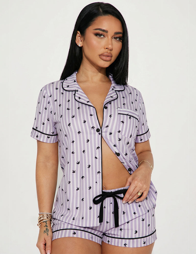 2 Piece Soft Pajama Set Short Sleeve