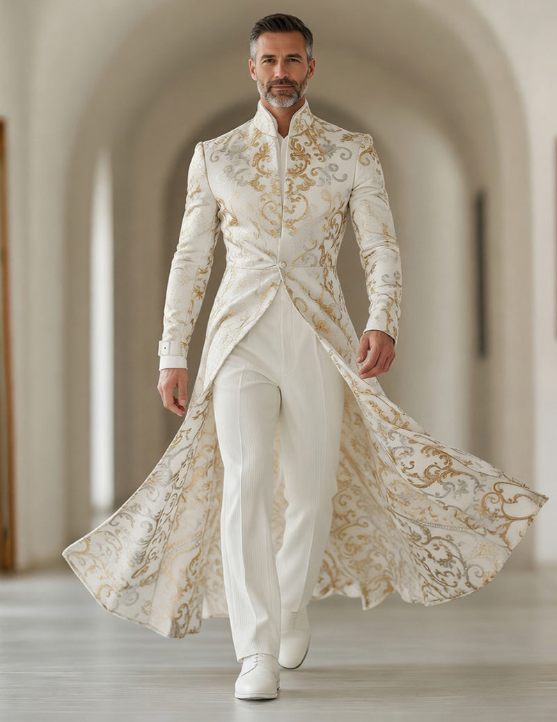 Men's Baroque Tailcoat â€?Luxury Mandarin Collar Long Jacket