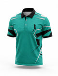 Men's Turquoise Polo Shirt â€?Slim Fit Geometric Print Polo Tops