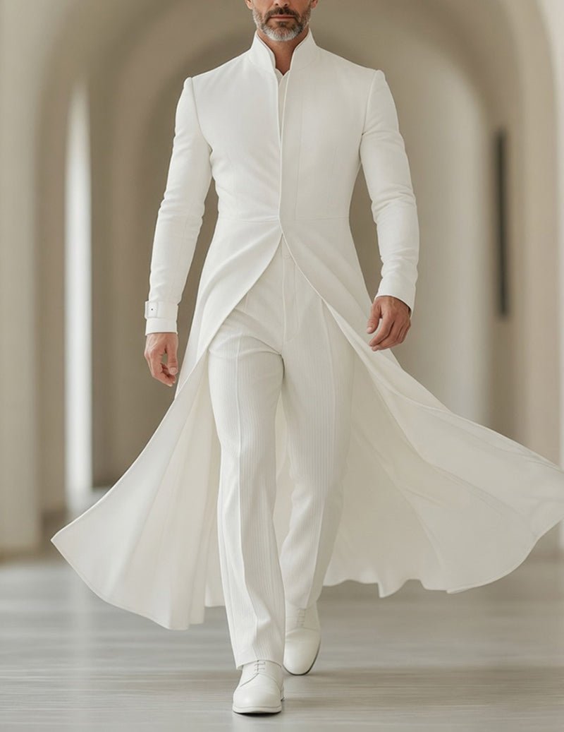 Men's Mandarin Collar Long Tailcoat Robe Jacket â€?Formal Coat with Flowing Tail