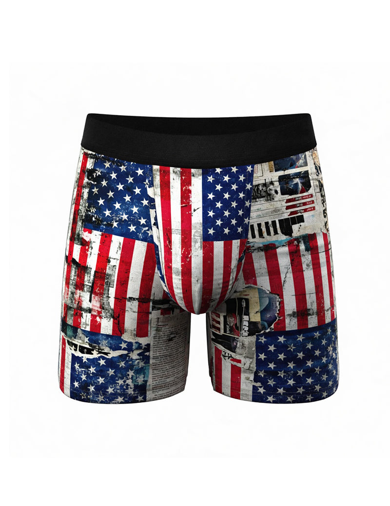 Men's Independence Day Flag Boxer Briefs â€?Eagle Freedom Print Trunks