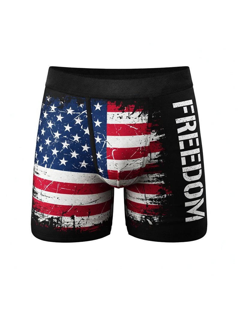 Men's Independence Day Flag Boxer Briefs â€?Eagle Freedom Print Trunks