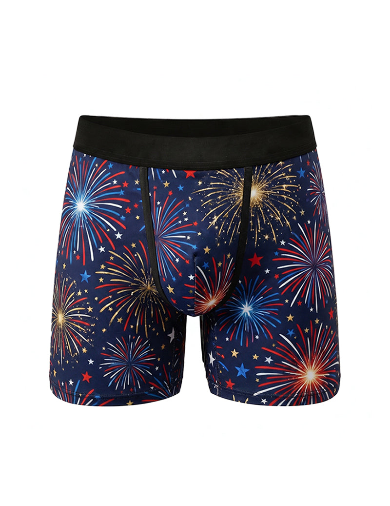Men's Independence Day Flag Boxer Briefs â€?Eagle Freedom Print Trunks