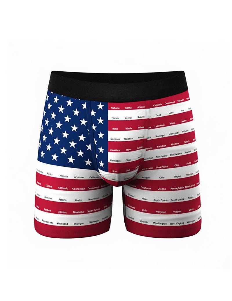 Men's Independence Day Flag Boxer Briefs â€?Eagle Freedom Print Trunks